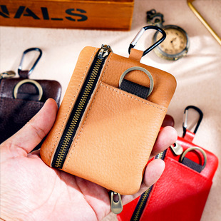 Original Japanese Mini Coin Purse Card Bag Cowhide Small Purse Zipper Youth Outdoor Sports Storage Bag Small Hanging Bag