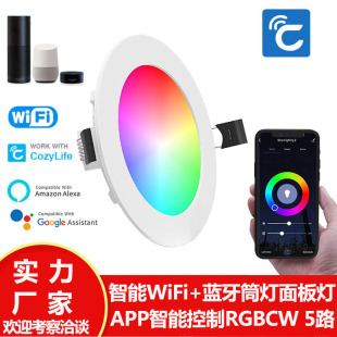 wifi + Bluetooth Smart downlight panel light RGBCW dimming Alexa/Tmall Genie voice control ceiling light
