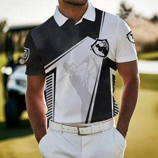 Cross-border Foreign Trade Men's Golf Shirt Amazon Short-sleeved Printed Lar Polo Shirt Men's Fashion Shirt
