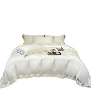Summer Class A 60 Lanjing Tencel four-piece ice silk quilt cover double-sided washing silky smooth naked sleeping bed sheets bedding 1.8