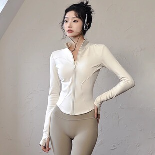 Spring and Autumn Lulu Cross-border Women's Fitness Wear Sports Top Running Fitness Wear Long Sleeve Yoga Zipper Jacket