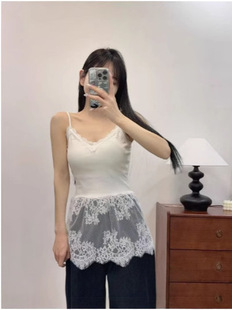 Cloth Little Nine Stacked Wear Lace Small Sling Spring New White V-neck Lace Sexy Spice Girl Base Vest Top