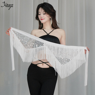 2025 new belly dance hip towel sequins tassel waist towel stage performance belt practice clothes waist chain in stock wholesale