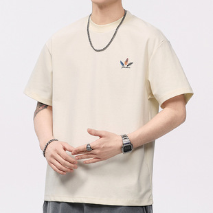 230g Heavyweight American Round Neck T-Shirt Men's Summer New Tribal Style Printed Half-Sleeved Loose Casual Short-Sleeved T-Shirt