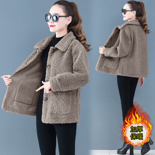 2023 autumn and winter clothing fashion thickened lambswool sweater women's loose all-match cardigan women's warm long sleeve coat fashion