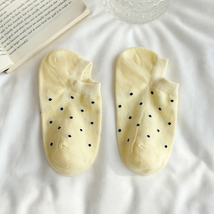 New Wave Dot Socks for Children Cute Ins Trendy Summer Thin Short Tube Socks Shallow Mouth Invisible Don't Fell with Polka Dot Boat Socks for Men