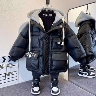 Boys' winter cotton-padded jacket 2024 new boys' cotton-padded jacket fleece-lined thickened baby's winter coat Korean style coat
