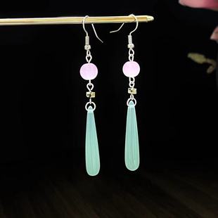 New Chinese style ink painting butterfly earrings Chinese style long ear hook ancient style tassel drop earrings elegant all-match earrings
