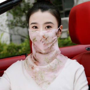 100% Mulberry Silk Silk Sunscreen Mask Neck Protection Summer Thin Sunshade Sun Protection Veil Women's Bike Face Cover