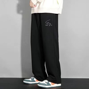 plus size pants men's autumn and winter plus fat increase 400kg fleece-lined thick pants fat loose black straight tube fat
