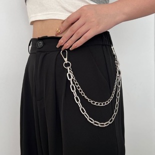 Europe and the United States cross-border jewelry personality simple popular metal chain double waist chain punk street photography jeans hanging chain
