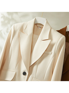 Endi wool suit jacket for women autumn and winter new high-grade fashionable temperament casual white small suit top