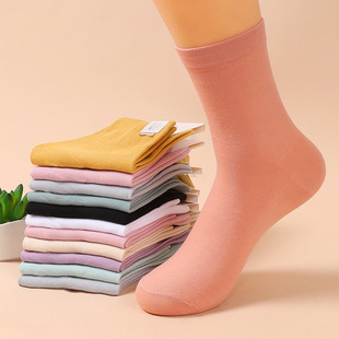 Spring and summer socks women's tube socks Japanese candy color solid color stockings cotton socks cute sweat-absorbent deodorant pine socks