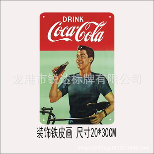 American Retro Tin Painting Cross-border Cafe Coke Restaurant Pastoral Garden Bar Wall Decoration Painting Tin Painting