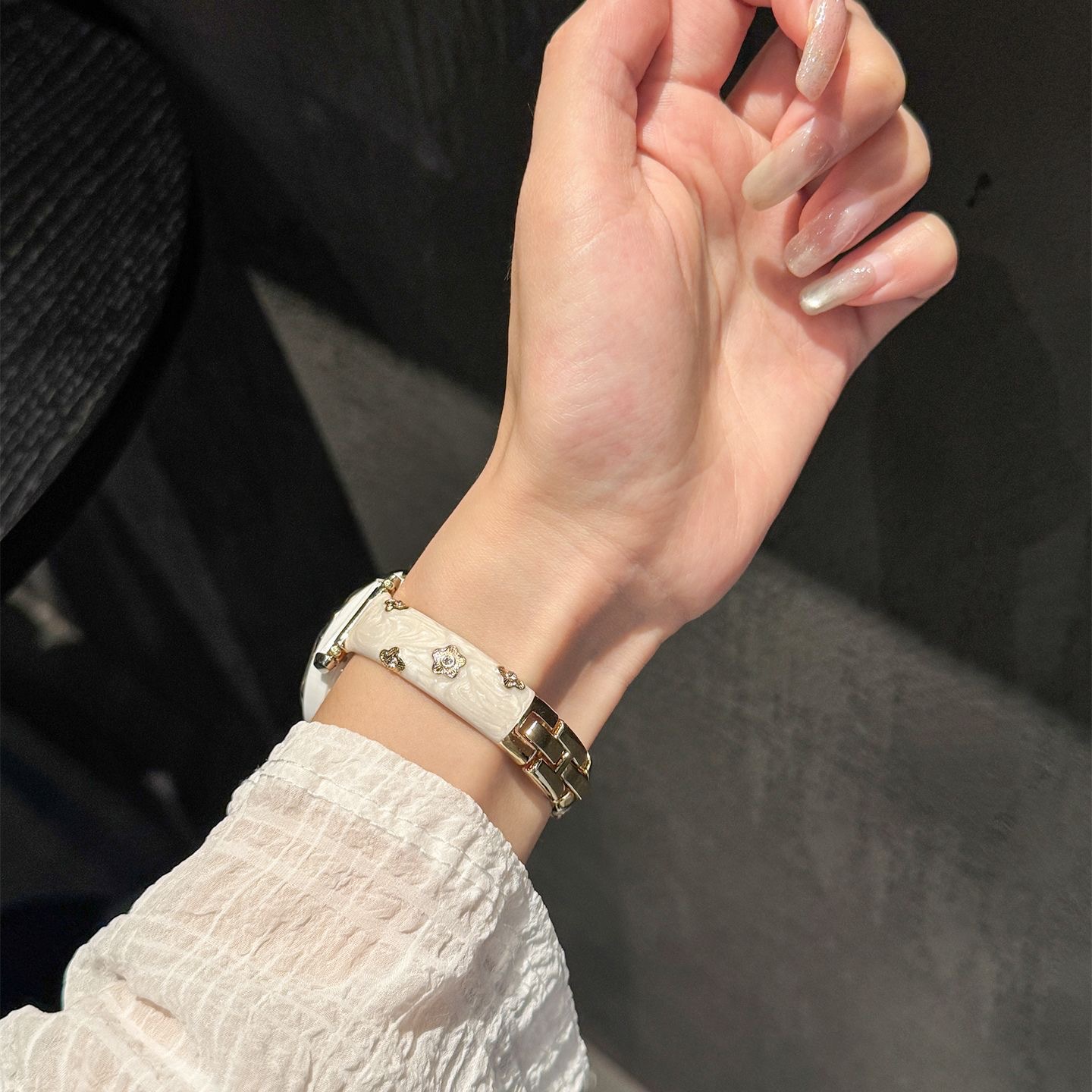 Wholesale Huawei GT6 watch strap, epoxy resin bracelet, high-end metallic rhinestone Fit5/Fit4 summer watch strap