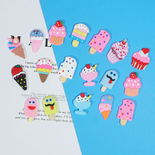 Soft rubber PVC ice cream cake patch children's hair accessories clothing headdress patch PVC soft rubber driving license patch