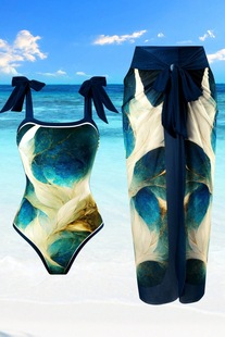 2025 new European and American retro foreign trade swimsuit conservative one-piece swimsuit suit women wholesale mesh long skirt two-piece set