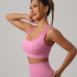 Cross-border knitted yoga clothing suit wholesale sports vest underwear high waist trousers peach hip fitness yoga shorts