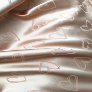 2021 New South Korean Silk Deciduous Love Jacquard Fabric Silk Love Heart Heart Home Clothes Pajamas Fashion