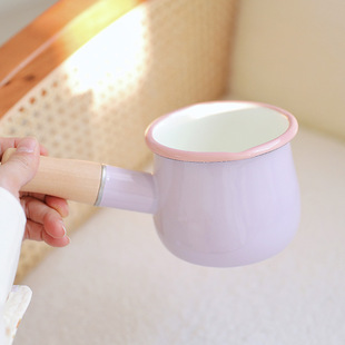 Laomai [homemade] girl heart vintage enamel baby food supplement pot hot milk pot instant noodle pot soup pot oil pot