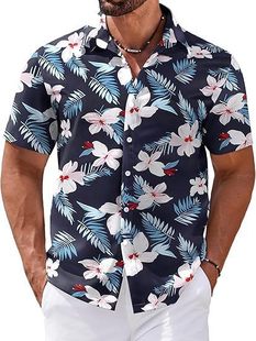 Cross-border Independent Station Men's Hot Short-sleeved Shirt Hawaii Beach 3D Printed Fashion All-match Turtleneck Shirt