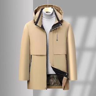 Graphene fleece-lined winter new mid-length cotton-padded coat for middle-aged and elderly men's father's warm cotton-padded jacket hooded