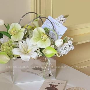 QX suit Designer Comb Shadow Portable Artificial Flower Decoration Fake Flower Living Room Decoration Creative Valentine's Day Birthday Gift