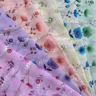 New Jacquard Chiffon Printed Fabric, Fabric for Making Headwear and Accessories, Small Fresh Style, Slightly See-Through and Drapedy