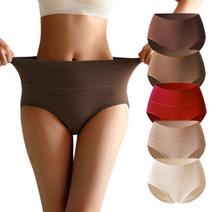 Cross-border plus size underwear high waist women's underwear cotton antibacterial briefs Maillard color girls' underwear