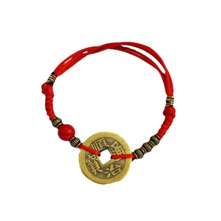 Copper coin five emperors hand-woven red rope woven men's and women's bracelet anklet wholesale ethnic style jewelry retractable gift