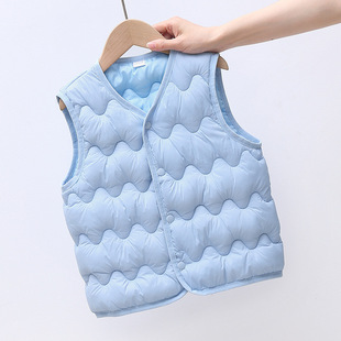 Children's Down Cotton Vest Baby Baby Inside and Outside Wear Autumn and Winter Thickened Vest New Style Foreign Trade Jacket for Boys and Girls