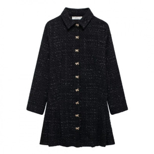 Foreign trade autumn new European and American retro cross-border women's temperament fashion small fragrance three-dimensional mini dress wholesale