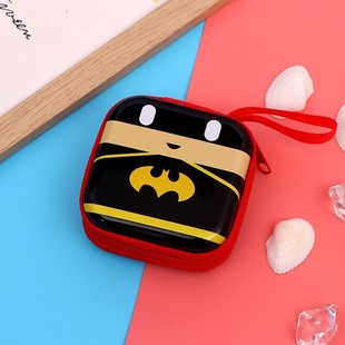 New tinplate coin purse cartoon square coin zipper finishing bag headset data cable storage box wholesale