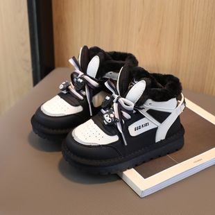 Children's Shoes Snow Boots Girls Winter Shoes 2024 New Boys Baby Thickened fleece-lined Winter Outer Wearing Children's Cotton Shoes