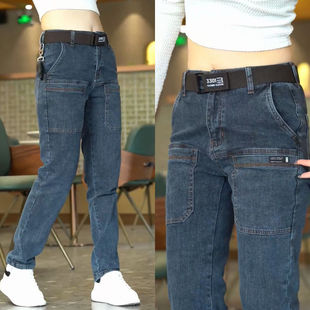 2025 Straight-Leg Jeans Men's Summer Thin Trendy All-Match Leg Pants Stretch Slimming Six-Pocket Casual Pants
