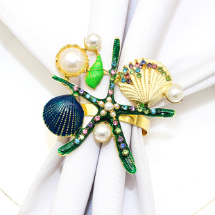 New hotel starfish napkin buckle shell napkin ring diamond napkin ring alloy manufacturers wholesale
