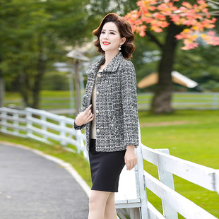 Mother's Spring and Autumn Fashion Short Small Fragrant Style Coat Women's Autumn New Style Elegant Ladies Middle-aged and Elderly Women's Top