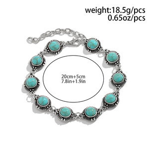 Jewelry Simple All-match Retro Ethnic Style Foot Chain Fashion Metal Alloy Turquoise Foot Decoration for Women