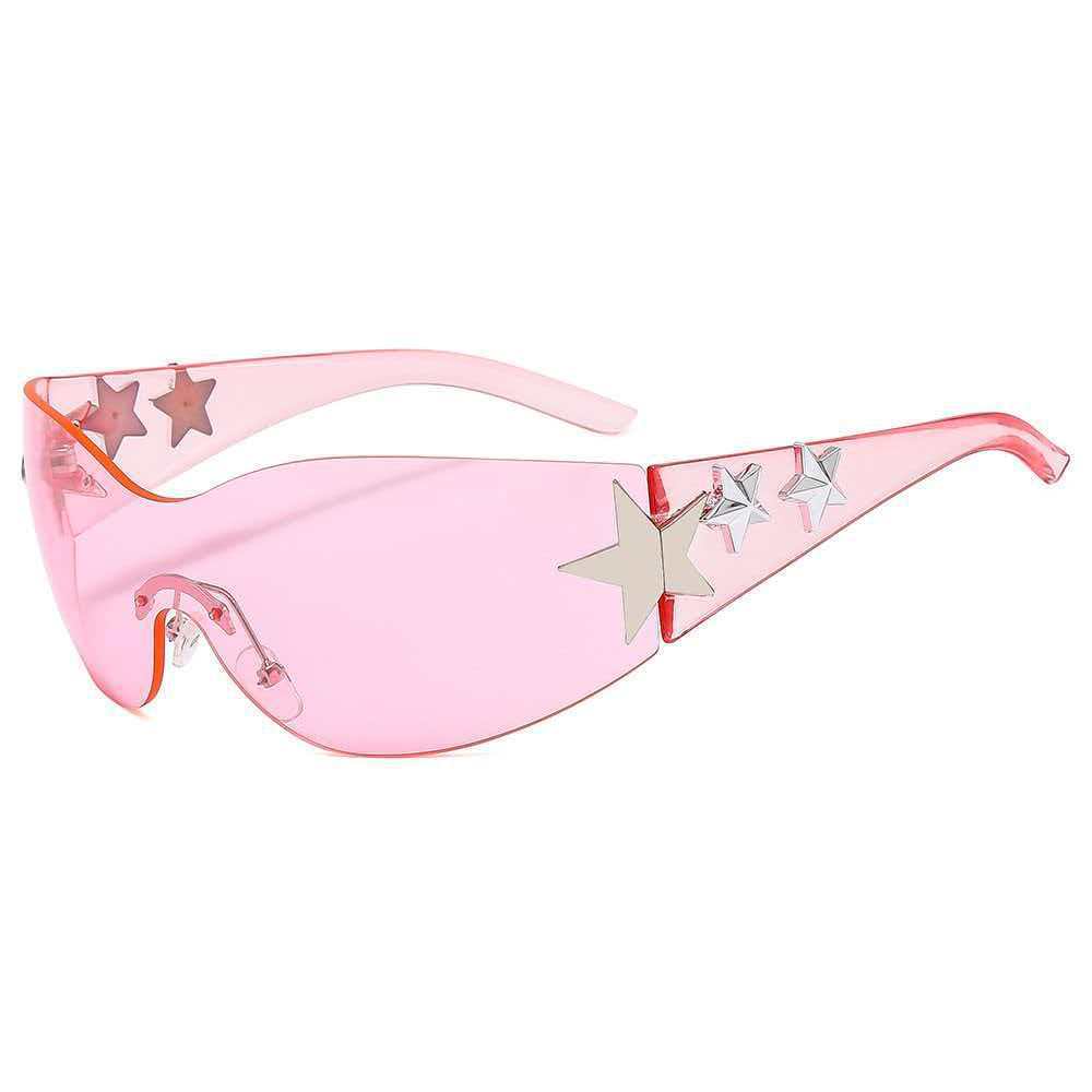 Personalized Cross-Border Five-Pointed Star One-Piece Sunglasses Hot Girl Frameless Windproof Millennium Style Women's High-End Sunglasses