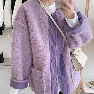 Lamb wool coat women's new 2023 popular autumn and winter short socialite retro high-end feeling thick baseball uniform top