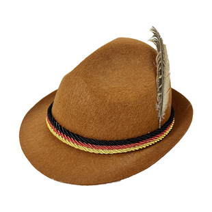 German Beer Festival Green Jazz Hat Grey Non-woven Stereotype Jazz Feather Party Topper Performance Topper