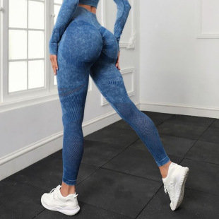 Cross-border seamless peach hip yoga pants tight high waist hip lifting fitness trousers women's sports quick-drying nude yoga clothes