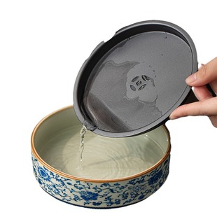 Ru Kiln Blue and white Wrapping Zhilien Ceramic Pot Bearing Chinese Purple Sand Pot Pad Household Water Storage Dry Soaking Table Tray Tea Ceremony Zero Matching