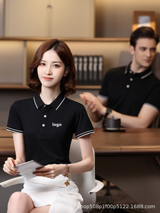 Fixed print stand collar work clothes wholesale short sleeve summer advertising culture polo shirt embroidery worker clothing factory t-shirt