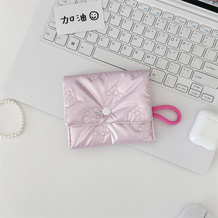 4731 ins Blogger Lingge silver Cute Hand Bag Makeup Coin Bag Carry-on Sanitary Bag
