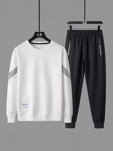 Autumn Leisure Sports Running suit Men's Round Neck Long-sleeved Sweater Leg-toe Sweater plus size suit Loose All-match