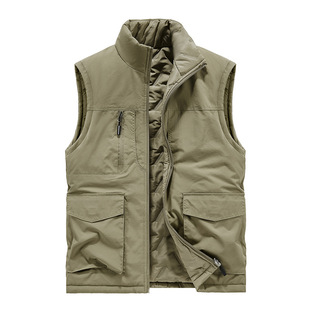 [Double-sided wear] thick new multi-pocket men's vest outdoor plus size vest tooling vest custom logo