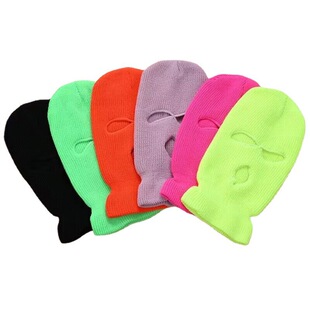 Winter ingot needle three hole knitted hat candy color wool hat digging hole baotou outdoor cycling windproof mask cap