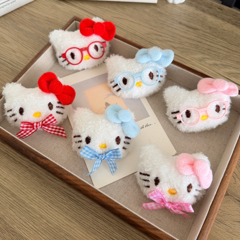 Cartoon Plush Wearing Glasses Kt Cat Clothing Shoes Socks Bags Accessories Bow Kitten Doll Decorative Brooch Pendant