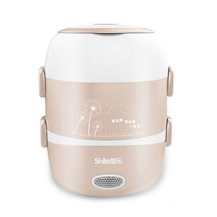 Shile Electric Lunch Box Student Small Bento Rice Cooker Steaming Hot Rice Ware Work with Insulation Electric Lunch Box Stainless Steel